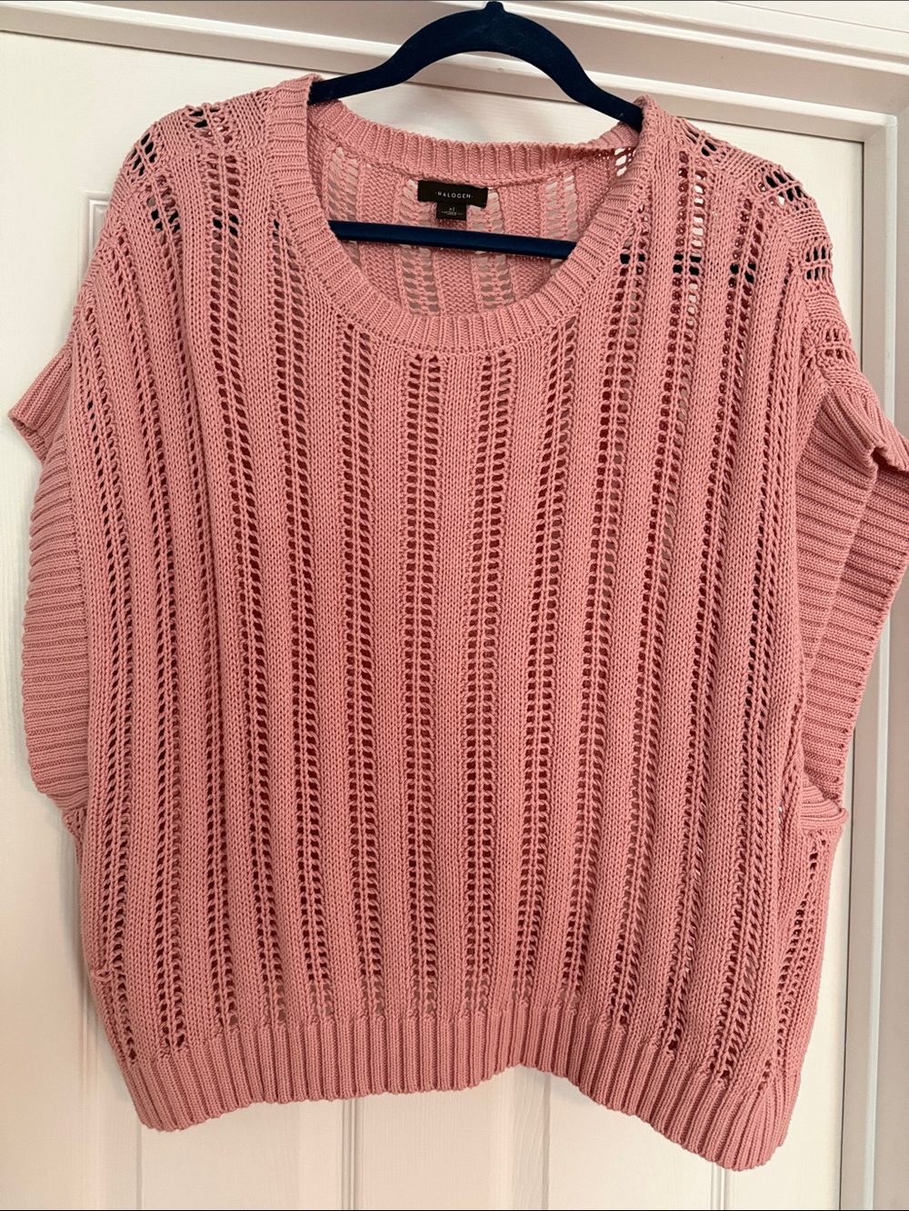 Halogen Dusty Rose Open-Knit Sweater Vest